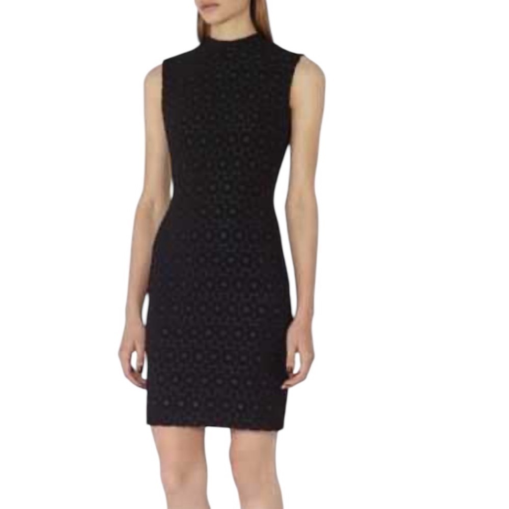 Reiss | Women’s Black Jester Textured Jacquard Knit Dress Size 6